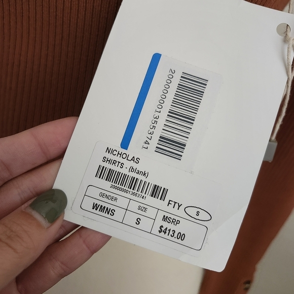 Nicholas Juliet Rib Knit Long Sleeve Cropped Funnel Neck Top in Caramel - Picture 12 of 12